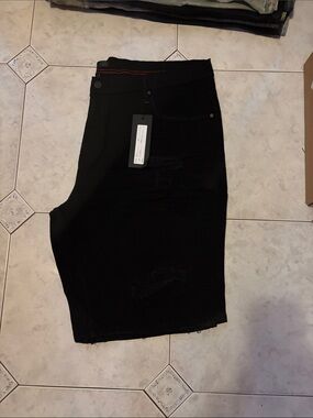 ARK Black Men's Denim Jean Shorts - Classic Casual Cut WITH STRETCH